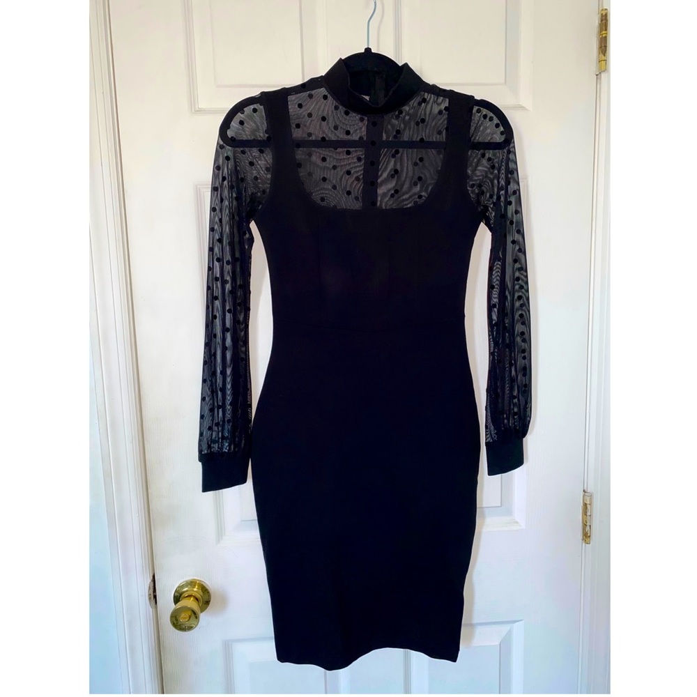 Polka Dot Mesh Midi Dress